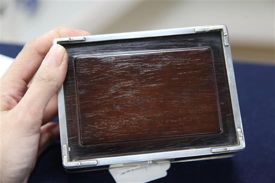 A Japanese silver and shibuichi rectangular box, early 20th century, 13.7cm